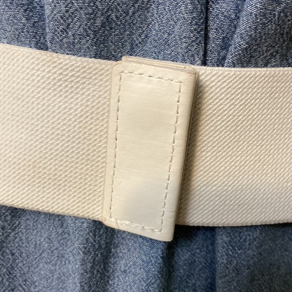 White Laser Cut Bead Embellished Wide Womens Stretch Fashion Belt size 28 EUC - Picture 5 of 7